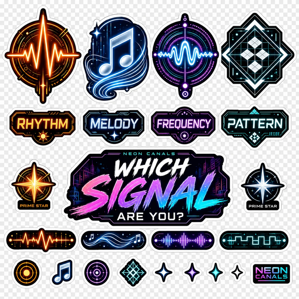Neon Canals sticker sheet