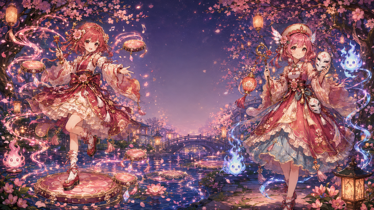 Rina and Rosalie surrounded by magical festival lights